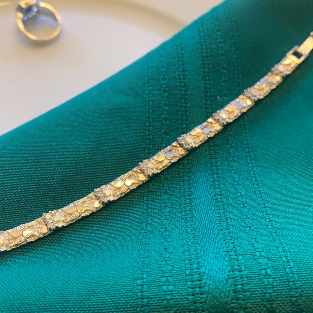 Vintage Nugget and CZ bracelet